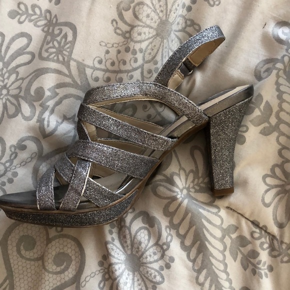 Grey platform sparkly heels. - Picture 2 of 2